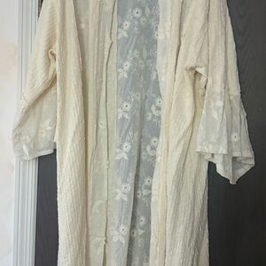 POL Cream Floral Lace cardigan kimono